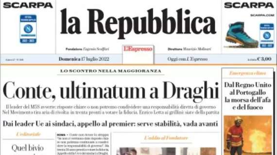La Repubblica - Conte, ultimatum a Draghi