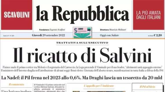 La Repubblica - Il ricatto di Salvini