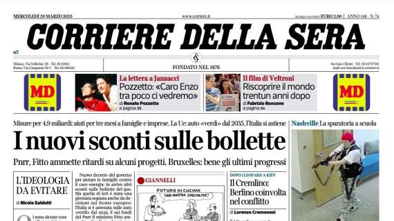 Il Corriere della Sera - "I nuovi sconti sulle bollette" 