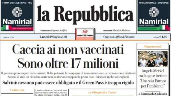 La Repubblica - Caccia ai non vaccinati, sono oltre 17 milioni