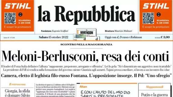 La Repubblica - Meloni-Berlusconi, resa dei conti