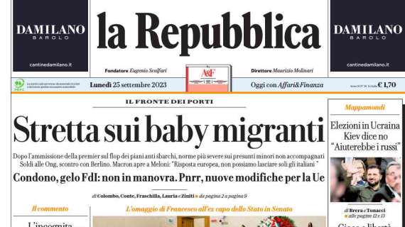 La Repubblica - Stretta sui baby migranti