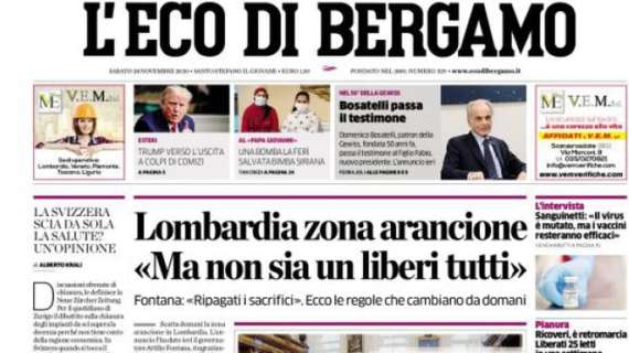 L'Eco di Bergamo: Lombardia in zona arancione "Ma non sia un liberi tutti"