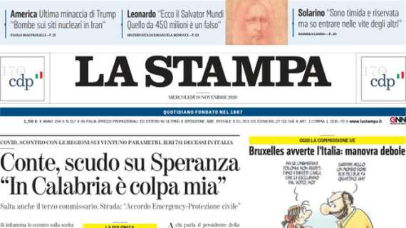 La Stampa - Conte, scudo su Speranza. "In Calabria è colpa mia"