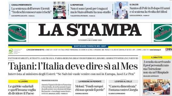 La Stampa - Tajani: «l'Italia deve dire sì al Mes»