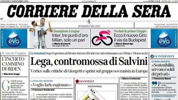 Corriere della Sera - Lega, contromossa di Salvini