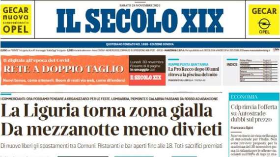 Il Secolo XIX: "La Liguria torna zona gialla. Da mezzanotte meno divieti"