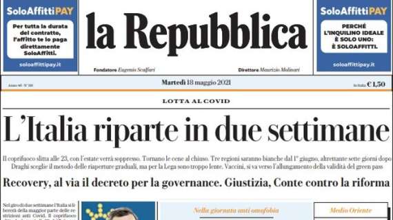 La Repubblica - L'Italia riparte in due settimane 