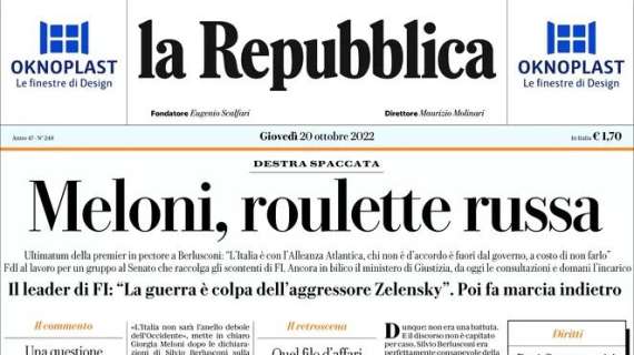 La Repubblica - Meloni, roulette russa