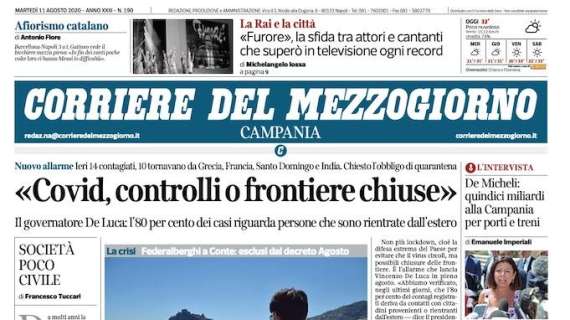 Corriere Mezzogiorno (Campania) - "Covid, controllio frontiere chiuse"