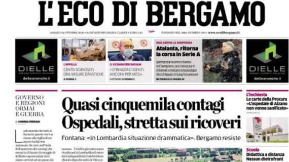 L'Eco di Bergamo: "Quasi cinquemila contagi. Ospedali, stretta sui ricoveri"