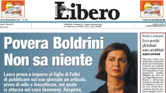 Libero: "Povera Boldrini non sa niente"