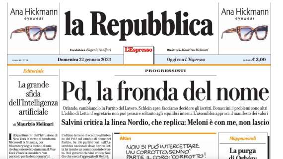 La Repubblica - Pd, la fronda del nome