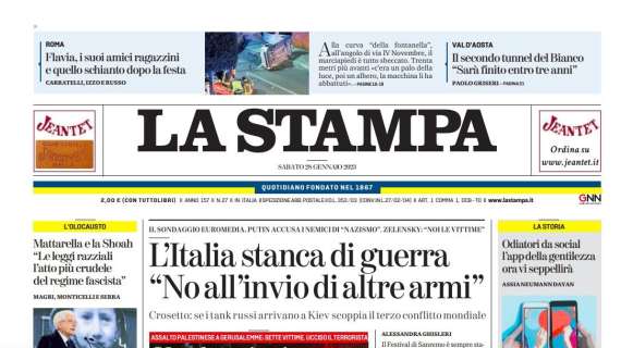 La Stampa - L’Italia stanca di guerra “No all’invio di altre armi”