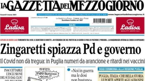 La Gazzetta del Mezzogiorno - Zingaretti spiazza Pd e governo 