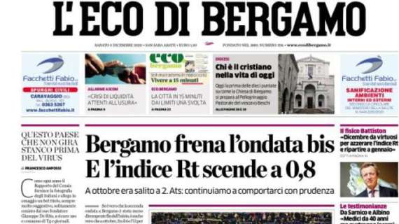 L'Eco di Bergamo: "Bergamo frena l'ondata bis. E l'indice Rt scende a 0,8"