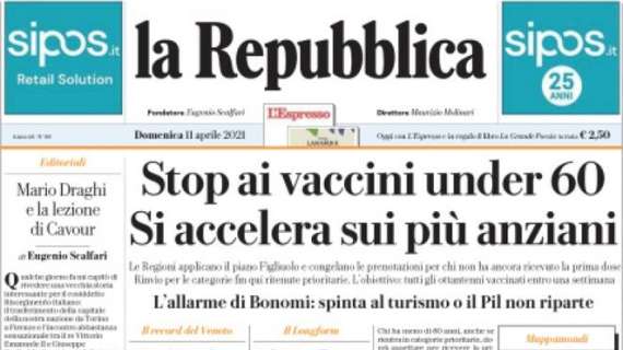 La Repubblica - Stop ai vaccini under 60. Si accelera sui più anziani