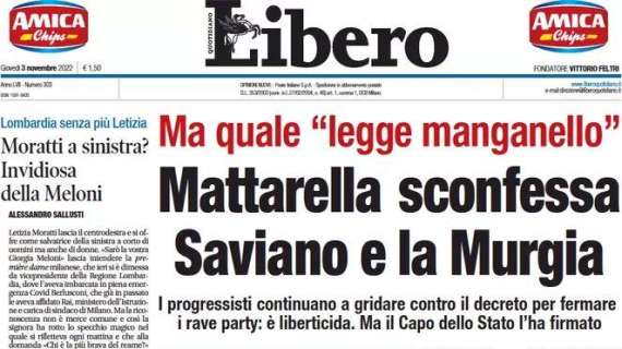 Libero Quotidiano - "Mattarella sconfessa Saviano e la Murgia"