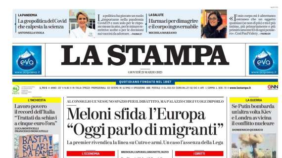 La Stampa - "Meloni sfida l’Europa «Oggi parlo di migranti»"