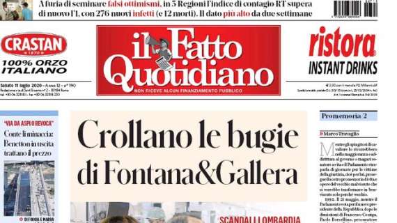 Il Fatto Quotidiano: "Crollano le bugie di Fontana&Gallera"