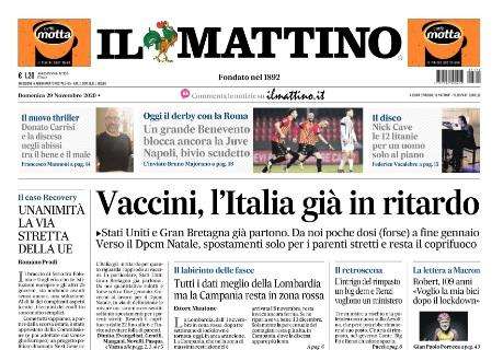 Il Mattino: "Vaccini, l'Italia già in ritardo"