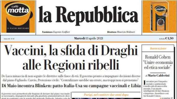 La Repubblica - Vaccini, la sfida di Draghi alle Regioni ribelli 