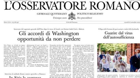 L'Osservatore Romano - Gli accordi di Washington opportunità da non perdere