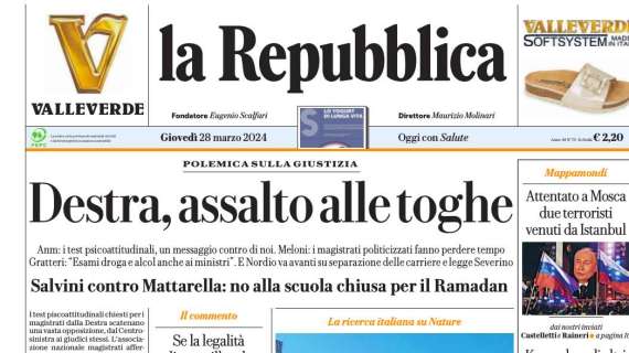La Repubblica - Destra, assalto alle toghe