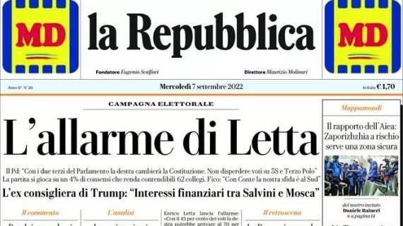 La Repubblica - L’allarme di Letta
