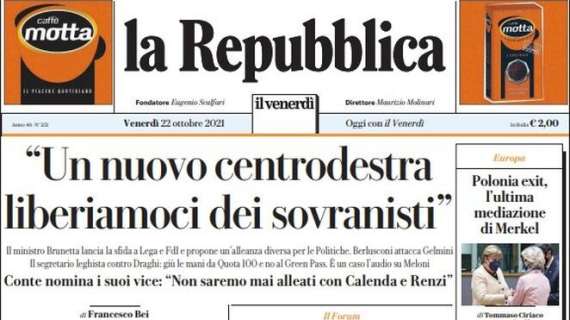 La Repubblica - "Un nuovo centrodestra, liberiamoci dei sovranisti"