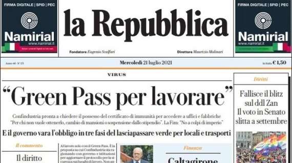 La Repubblica - "Green Pass per lavorare"