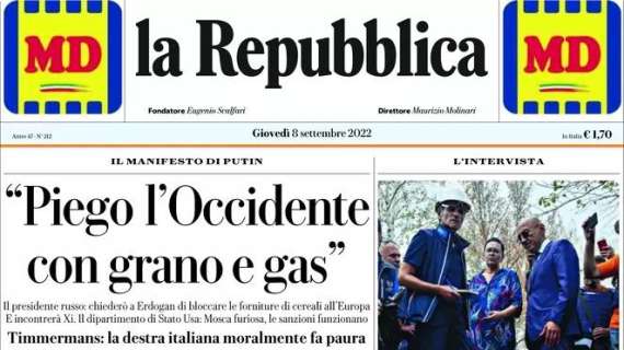 La Repubblica - “Piego l’Occidente con grano e gas”