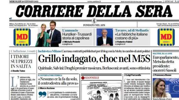 Corriere della Sera - Grillo indagato, choc nel M5S
