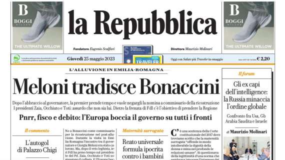 La Repubblica - "Meloni tradisce Bonaccini"