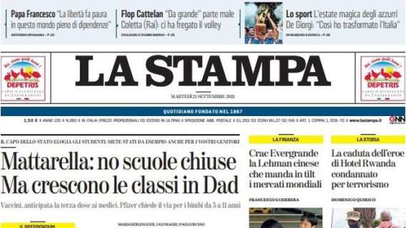 La Stampa - Mattarella: no scuole chiuse. Ma crescono le classi in Dad