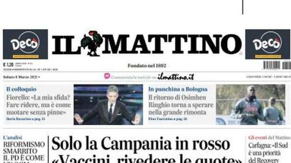 Il Mattino - Solo la Campania in rosso. "Vaccini, rivedere le quote"