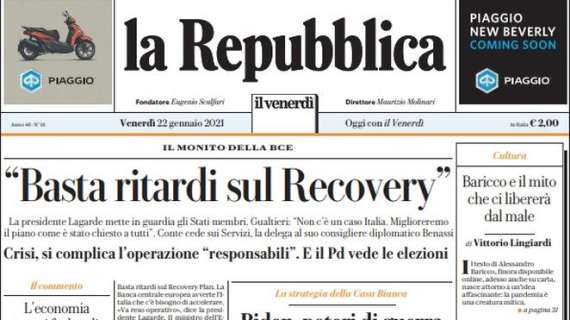 La Repubblica - Basta ritardi sul Recovery 