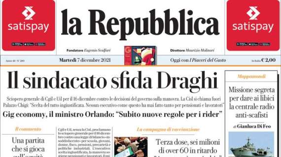 La Repubblica - Il sindacato sfida Draghi