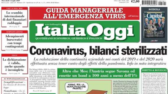 Italia Oggi - Coronavirus, bilanci sterilizzati