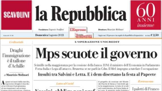 La Repubblica - Mps scuote il governo 