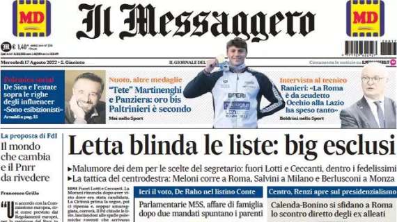 Il Messaggero - Letta blinda le liste: big esclusi