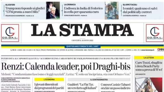 La Stampa - Renzi: Calenda leader, poi Draghi-bis