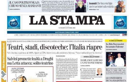 La Stampa - Teatri, stadi, discoteche: l'Italia riapre