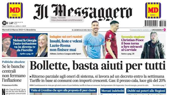 Il Messaggero - Bollette, basta aiuti per tutti