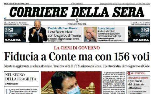 Corriere della Sera - Fiducia a Conte ma con 156 voti