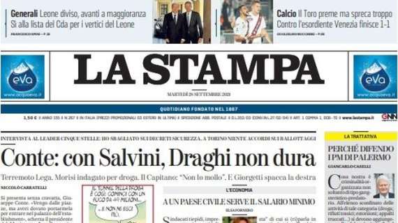 La Stampa - Conte: con Salvini, Draghi non dura