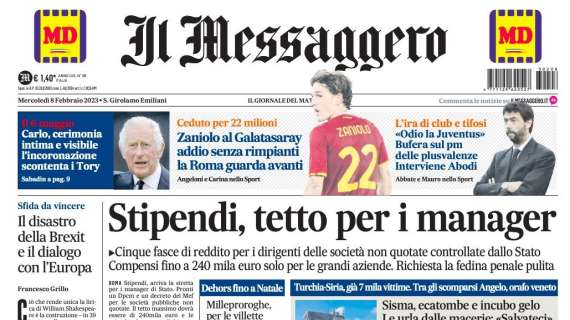 Il Messaggero - Stipendi, tetto per i manager