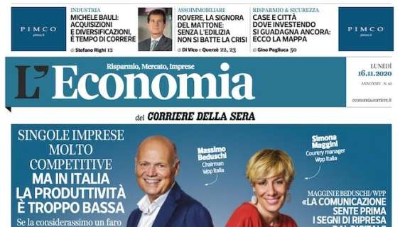 Corriere L'Economia - Singole imprese molto competitive. Ma in Italia la produttività è troppo bassa