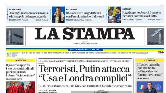 La Stampa - Terroristi, Putin attacca “Usa e Londra complici”