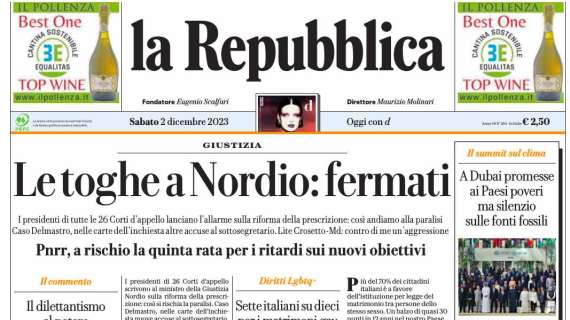 La Repubblica - Le toghe a Nordio: fermati